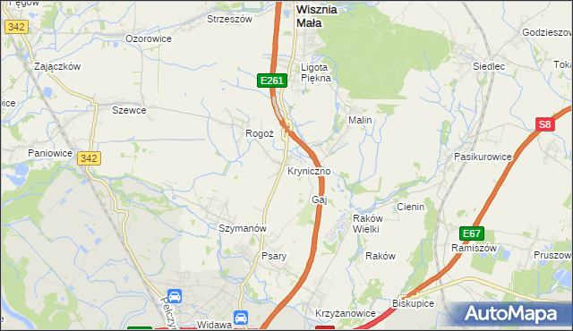 mapa Kryniczno gmina Wisznia Mała, Kryniczno gmina Wisznia Mała na mapie Targeo