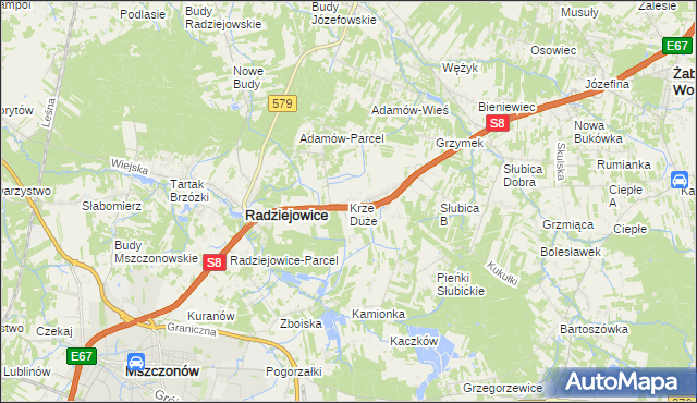 mapa Krze Duże, Krze Duże na mapie Targeo