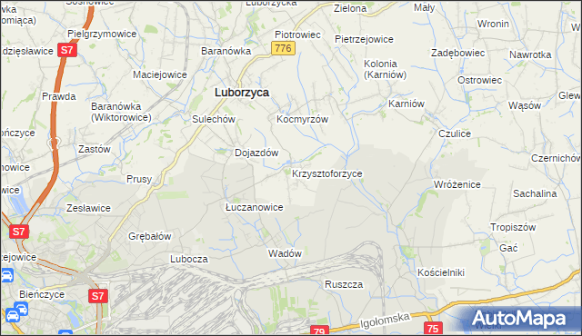 mapa Krzysztoforzyce, Krzysztoforzyce na mapie Targeo