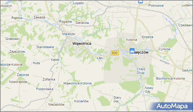 mapa Łąki gmina Wąwolnica, Łąki gmina Wąwolnica na mapie Targeo