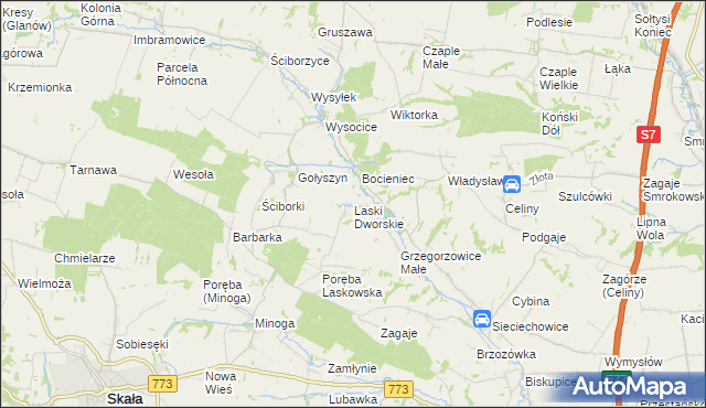 mapa Laski Dworskie, Laski Dworskie na mapie Targeo