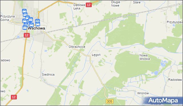 mapa Łęgoń, Łęgoń na mapie Targeo