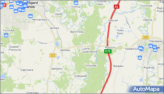 mapa Lipinki Szlacheckie, Lipinki Szlacheckie na mapie Targeo