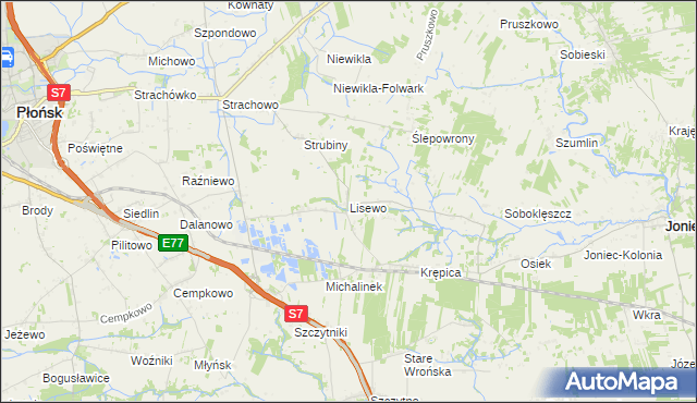 mapa Lisewo gmina Płońsk, Lisewo gmina Płońsk na mapie Targeo