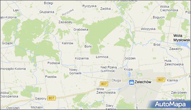 mapa Łomnica gmina Żelechów, Łomnica gmina Żelechów na mapie Targeo