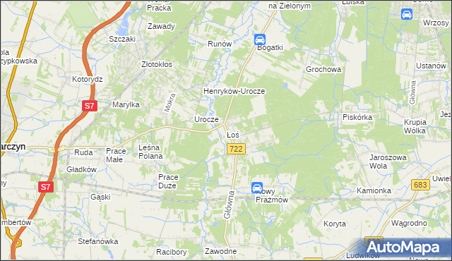 mapa Łoś, Łoś na mapie Targeo