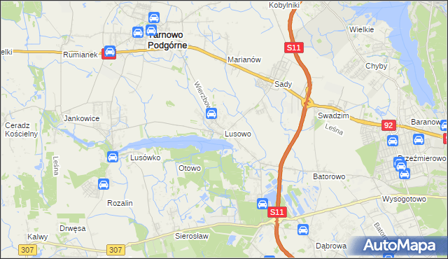 mapa Lusowo, Lusowo na mapie Targeo