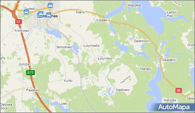 mapa Łutynowo, Łutynowo na mapie Targeo