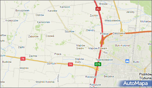 mapa Majków Średni, Majków Średni na mapie Targeo