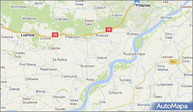 mapa Maśnik, Maśnik na mapie Targeo