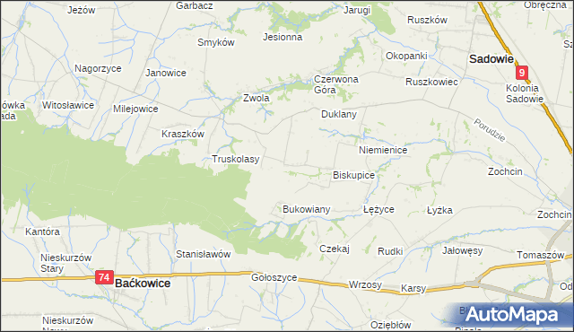 mapa Michałów gmina Sadowie, Michałów gmina Sadowie na mapie Targeo