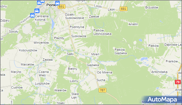 mapa Mireń, Mireń na mapie Targeo