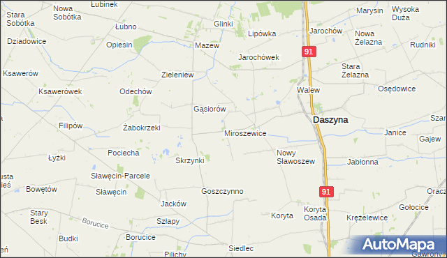 mapa Miroszewice, Miroszewice na mapie Targeo