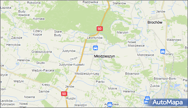 mapa Młodzieszyn, Młodzieszyn na mapie Targeo