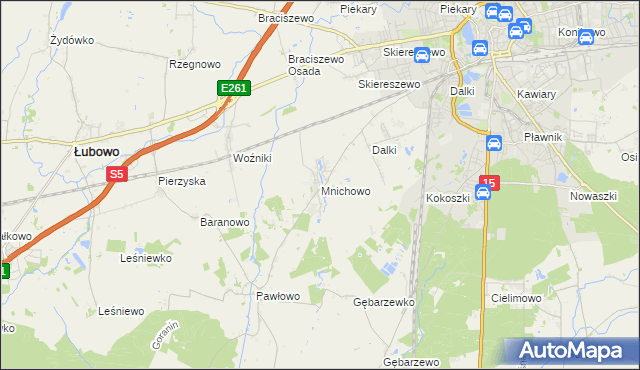 mapa Mnichowo gmina Gniezno, Mnichowo gmina Gniezno na mapie Targeo