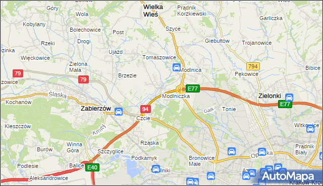 mapa Modlniczka, Modlniczka na mapie Targeo