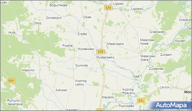 mapa Mysłakówko, Mysłakówko na mapie Targeo