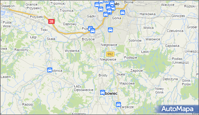 mapa Niegłowice, Niegłowice na mapie Targeo