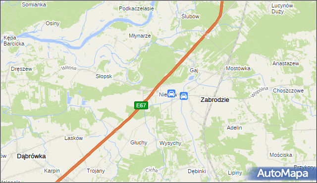 mapa Niegów, Niegów na mapie Targeo