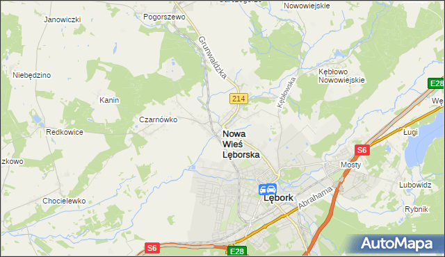 mapa Nowa Wieś Lęborska, Nowa Wieś Lęborska na mapie Targeo