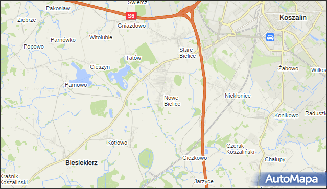 mapa Nowe Bielice, Nowe Bielice na mapie Targeo