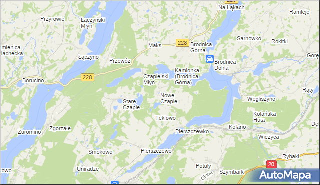 mapa Nowe Czaple gmina Stężyca, Nowe Czaple gmina Stężyca na mapie Targeo