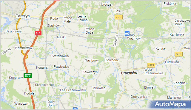 mapa Nowe Racibory gmina Tarczyn, Nowe Racibory gmina Tarczyn na mapie Targeo