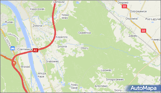 mapa Obory gmina Obrowo, Obory gmina Obrowo na mapie Targeo