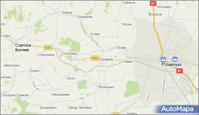 mapa Obrębiec, Obrębiec na mapie Targeo