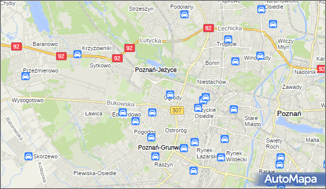 mapa Ogrody gmina Poznań, Ogrody gmina Poznań na mapie Targeo
