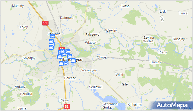 mapa Okopa, Okopa na mapie Targeo