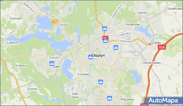 mapa Olsztyna, Olsztyn na mapie Targeo