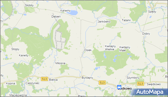 mapa Osiek gmina Godkowo, Osiek gmina Godkowo na mapie Targeo