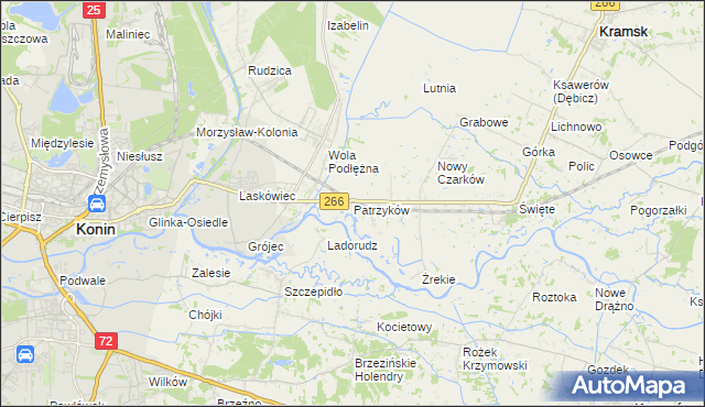mapa Patrzyków gmina Kramsk, Patrzyków gmina Kramsk na mapie Targeo