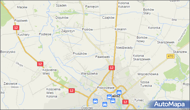 mapa Pawłówek gmina Blizanów, Pawłówek gmina Blizanów na mapie Targeo