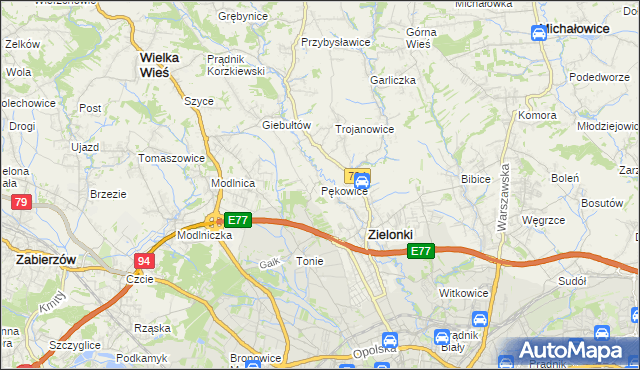 mapa Pękowice, Pękowice na mapie Targeo