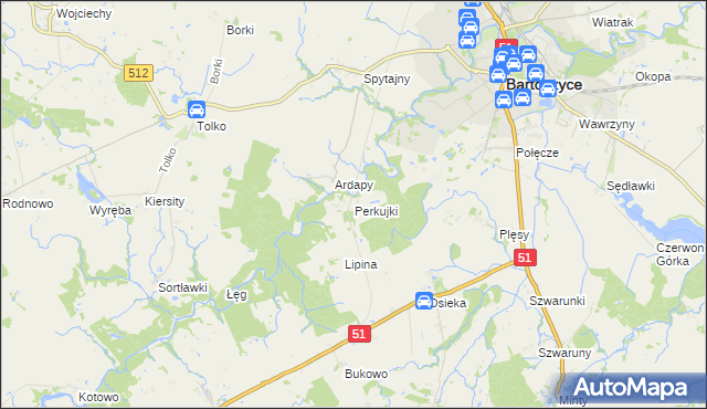 mapa Perkujki, Perkujki na mapie Targeo