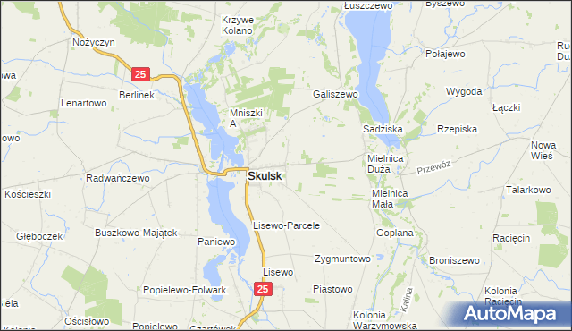 mapa Piaski gmina Skulsk, Piaski gmina Skulsk na mapie Targeo