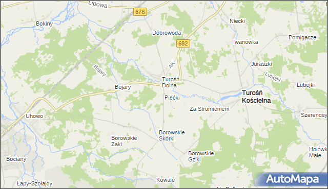 mapa Piećki, Piećki na mapie Targeo