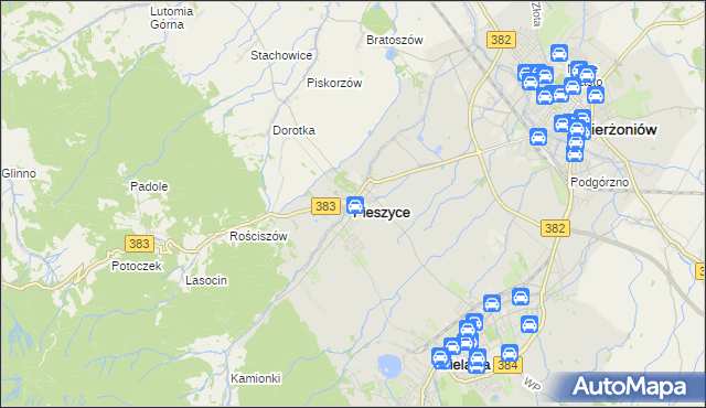 mapa Pieszyce, Pieszyce na mapie Targeo