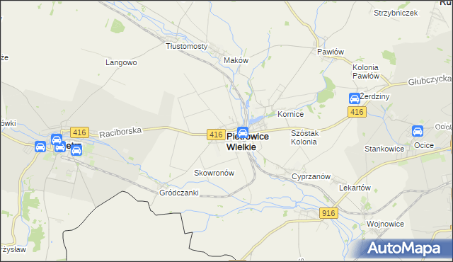 mapa Pietrowice Wielkie, Pietrowice Wielkie na mapie Targeo