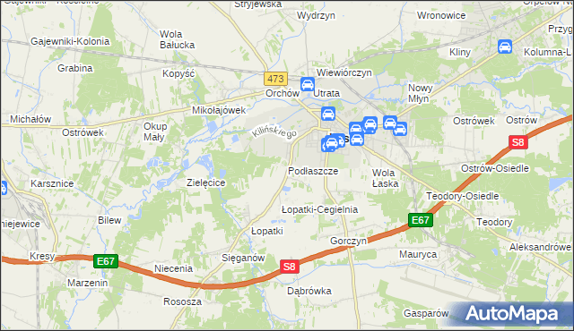 mapa Podłaszcze, Podłaszcze na mapie Targeo