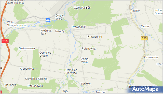 mapa Polanówka gmina Strzyżewice, Polanówka gmina Strzyżewice na mapie Targeo