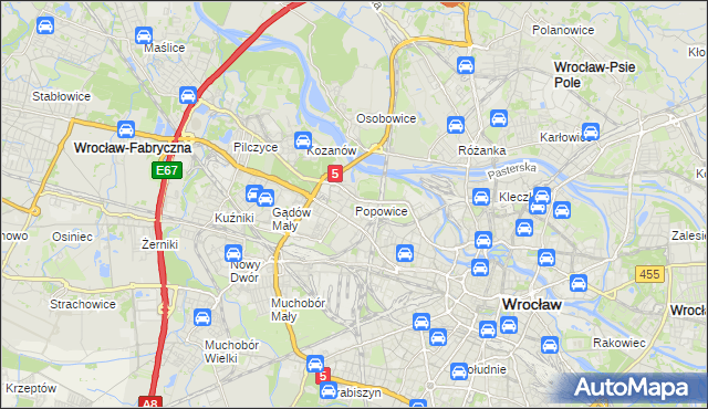 mapa Popowice gmina Wrocław, Popowice gmina Wrocław na mapie Targeo
