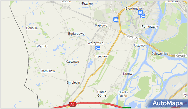 mapa Przecław gmina Kołbaskowo, Przecław gmina Kołbaskowo na mapie Targeo
