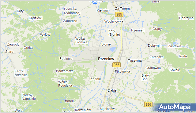 mapa Przecław powiat mielecki, Przecław powiat mielecki na mapie Targeo