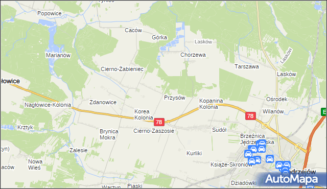 mapa Przysów, Przysów na mapie Targeo