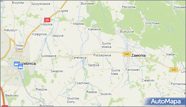 mapa Pstrzejowice, Pstrzejowice na mapie Targeo