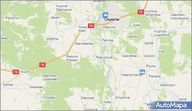 mapa Raduczyce, Raduczyce na mapie Targeo