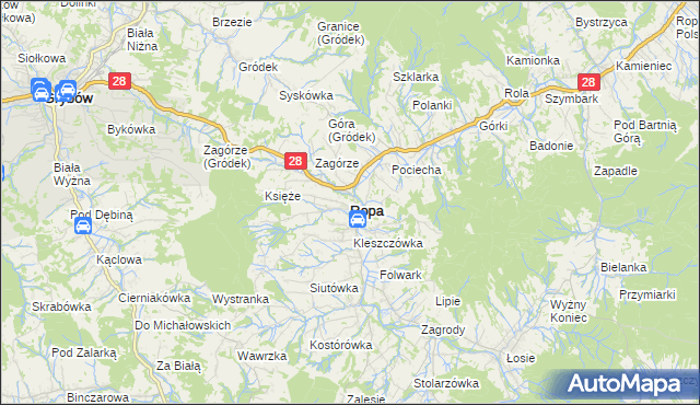 mapa Ropa, Ropa na mapie Targeo